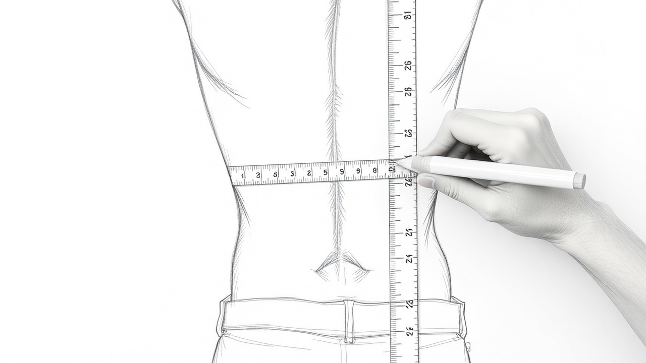 измерение длины спины до талии на схеме