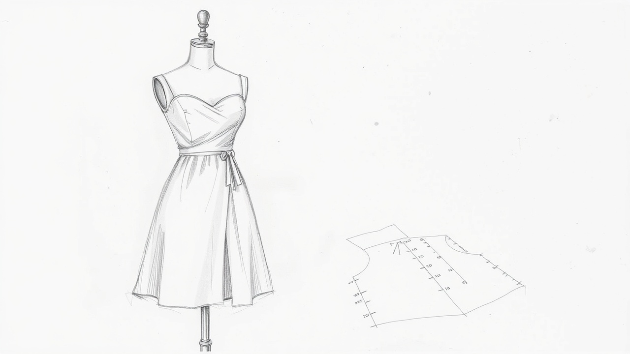 манекен с платьем и выкройка с мерками